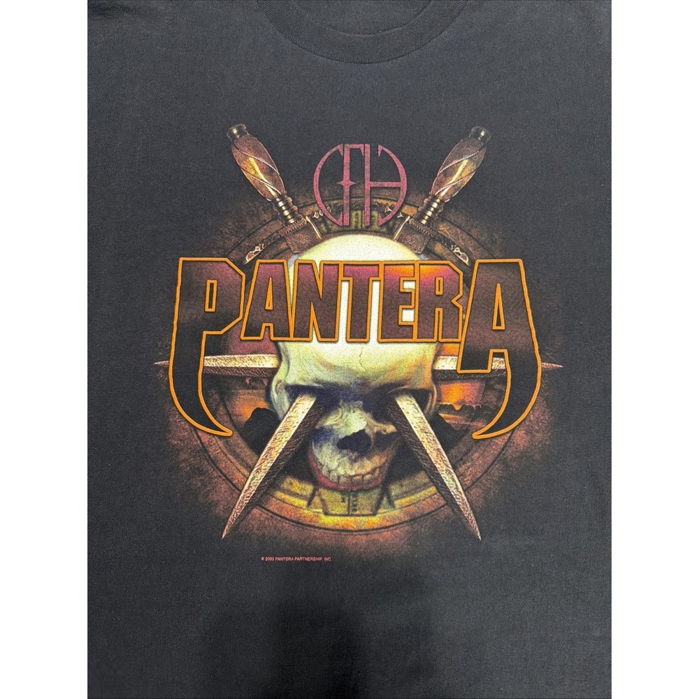 Vintage Pantera Cowboys From Hell Skull & Daggers T-Shirt Size XL - Picture 2 of 9
